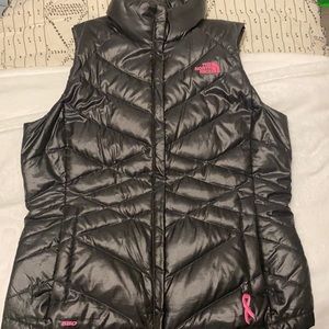 Shiny Black Woman’s North Face Vest